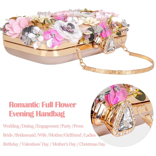 Image of BBTT.ful Women Clutches Flower Evening Handbag Chain Strap Shoulder Bag handbag Wedding bag purse