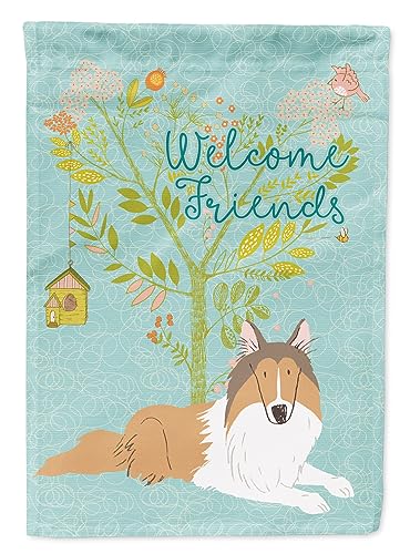 Caroline's Treasures BB7584GF Welcome Friends Collie Garden Flag Mailbox Flag Decorative Yard Flag Banner Outside Patio Artwork Yard Flower Beds, Garden Size, Multicolor