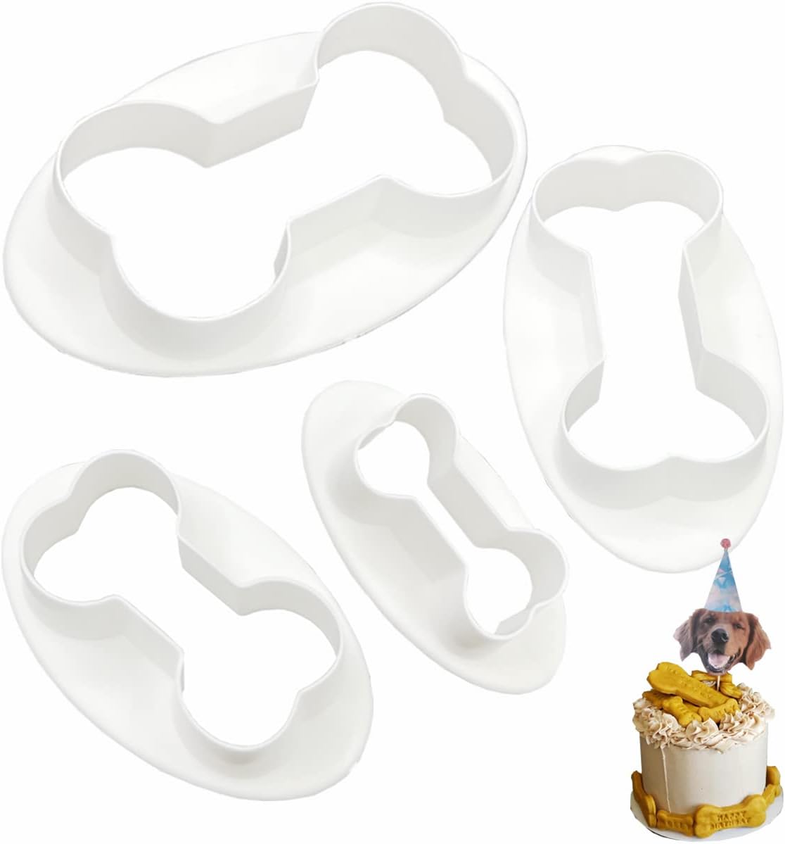 Dog Bone Cookie Cutters, Bone Shape Cookie Cutters 4 Pcs/Set, Dog Treats Cookie Cutter, Homemade Dog Biscuit Treats Cutters Plastic Different Sizes Mini Small Medium Big : Pet Supplies