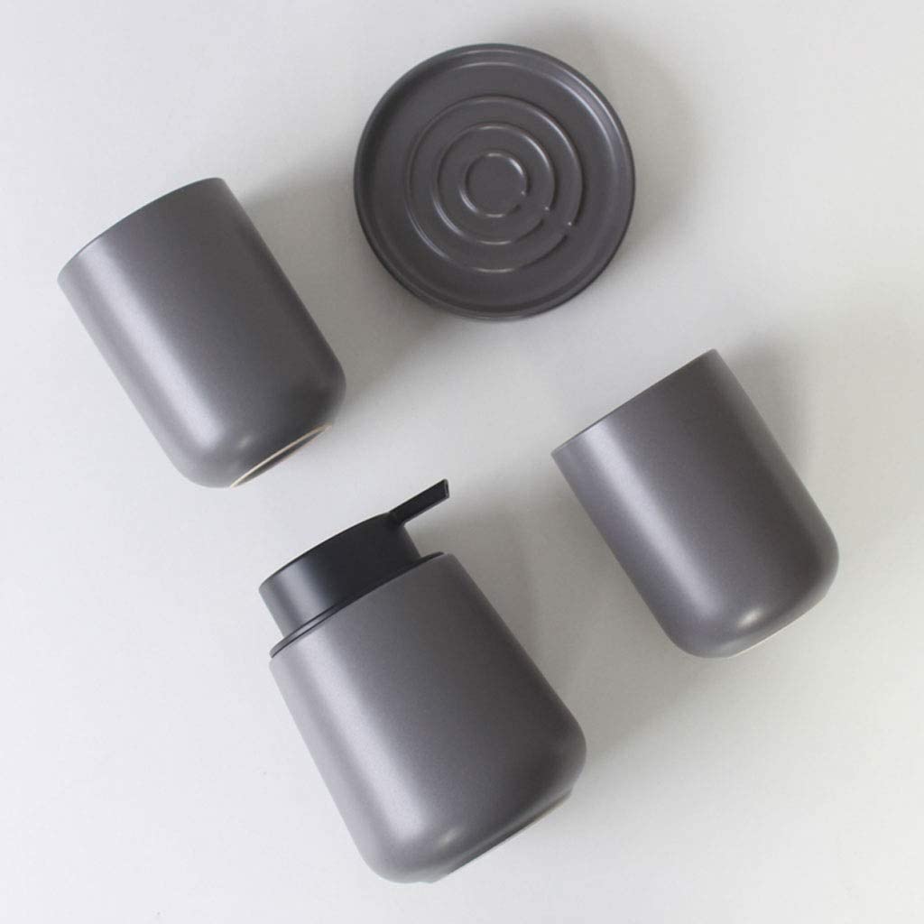 Dozownik do balsamu, zestawy akcesoriów łazienkowych dozowników, 4-częściowy szary zestaw ceramicznych Nordic, akcesoria łazienkowe, mydło, kubek płukania ust, naczynie, dekoracja mieszkania