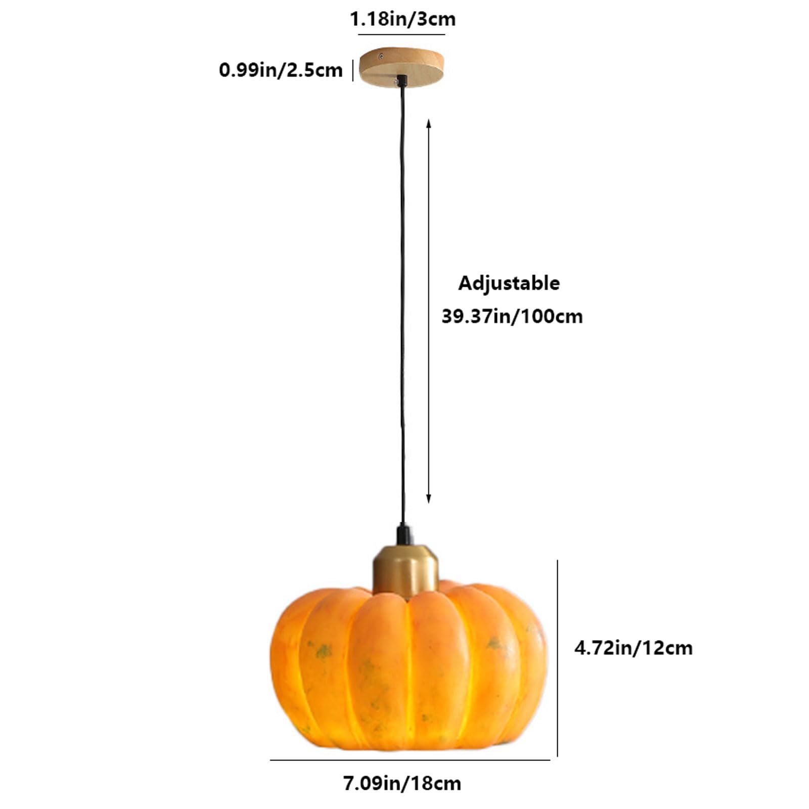 Lampada a sospensione creativa a forma di zucca in resina, attacco E26, testa singola, tre misure, lampada da camera da letto, lampadario vintage per studio, sala da tè, adatto per bancone bar
