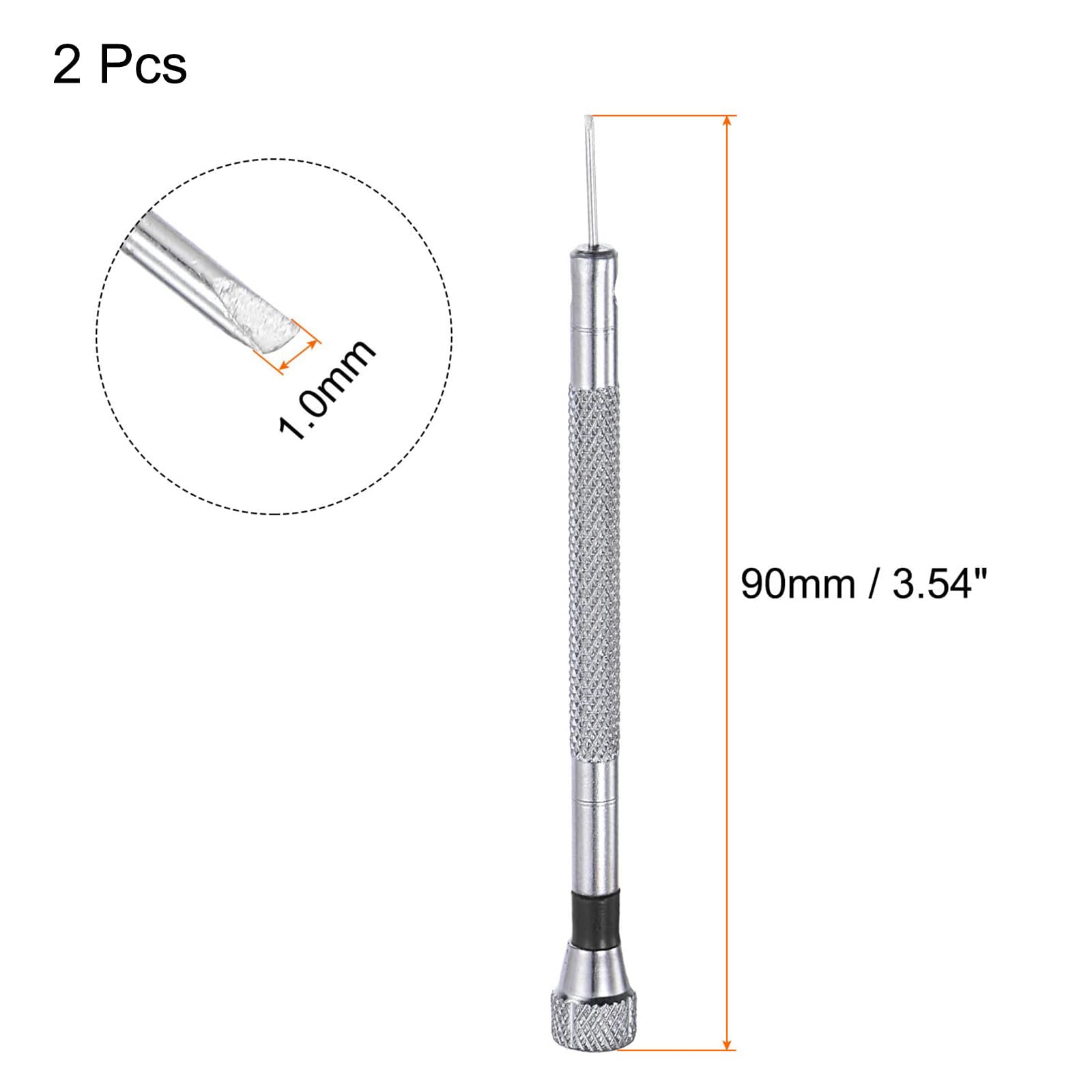 TOP-VIGOR 2pcs Micro Slotted Screwdriver 1mm Flat Head 90mm Length, Small Precision Screwdrivers for Electronics Glasses - Image 2