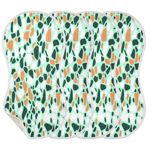 Colored Terrazzo Plant Burp Cloths Cotton Baby Washcloths,Large 22x11in Burping Cloth Absorbent and Soft for Newborn Baby Boys and Girls,4 Pack3
