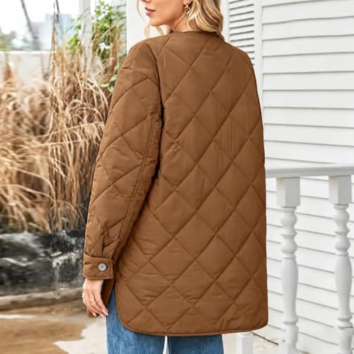 YRAETENM Quilted Jackets for Women Warm Mid Length Lightweight Puffer Coats - image 4