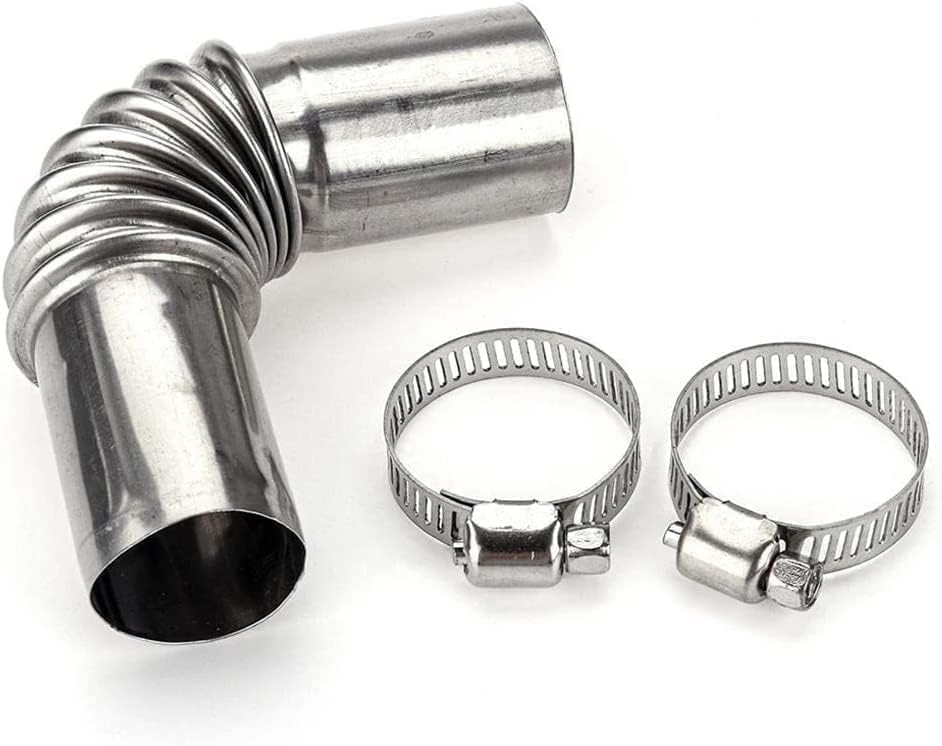 Silver Stainless Steel Air Diesel Parking Heater Exhaust Pipe Tube Elbow Connector for Webasto Eberspacher Diesel Boat Heater 13cm Exhaust Pipes and