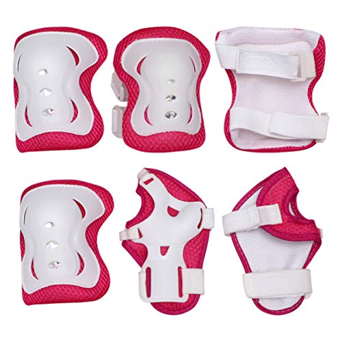 Gogogmee 6-in-1 Kids Sports Gear Set Bike Pads Skating Pads for Kids Elbow Wrist Guards Knee Cap Shock-Absorbing Comfortable Ages 4-16