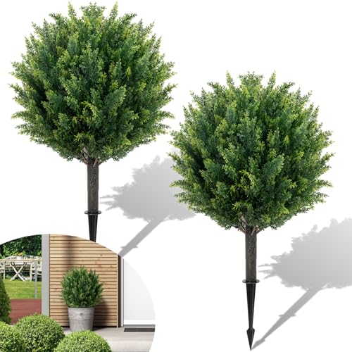 16' Artificial Plants Outdoor Set of 2, Artificial Cypress Topiary Fake Plants, Realistic...