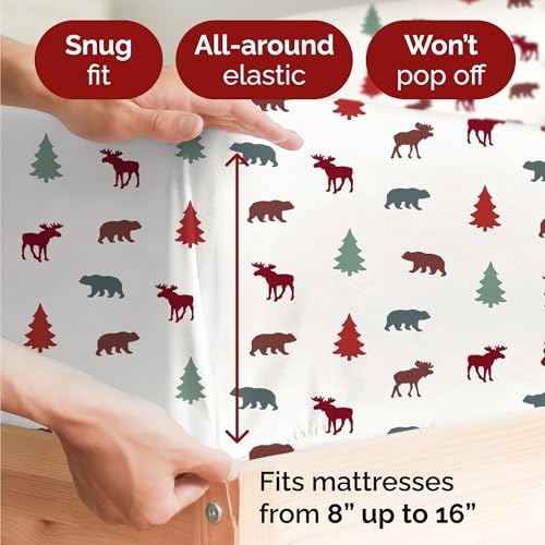 Twin Christmas Winter Animals Sheet Set - Holiday Xmas Pattern Bedding Set - Deep Pockets - Snug Fit - 3 Piece - Wrinkle Free - Cooling Comfy Festive Winter Holiday Sheets for Women, Men, Kids & Teens