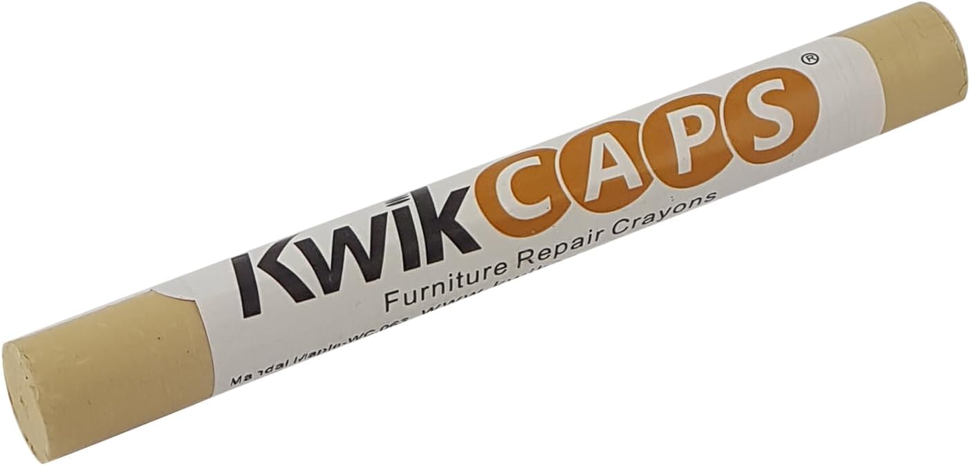 KwikCaps Furniture Repair Crayons - Scratch Restore & Touch-Up Marker, Wax Stick Crayons for Stains, Scratches, Wood Floors, Furniture, Solid Wood, Worktops, Melamine Boards - Mandal Maple