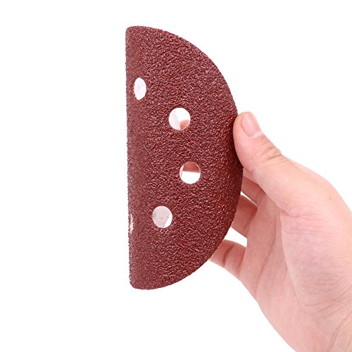 Swpeet 100 Pcs Sanding Discs, Aluminium Oxide Sandpaper, Red Brown, 10 Sizes (40/60/80/100/120/180/240/320/400/800 Grits) - Image 4