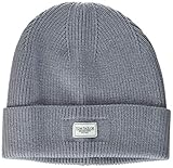 Umgeschlagene Abschlusskante TOM TAILOR Herren Strick Beanie-Mütze, 10784-Knit Grey Melange, OneSize