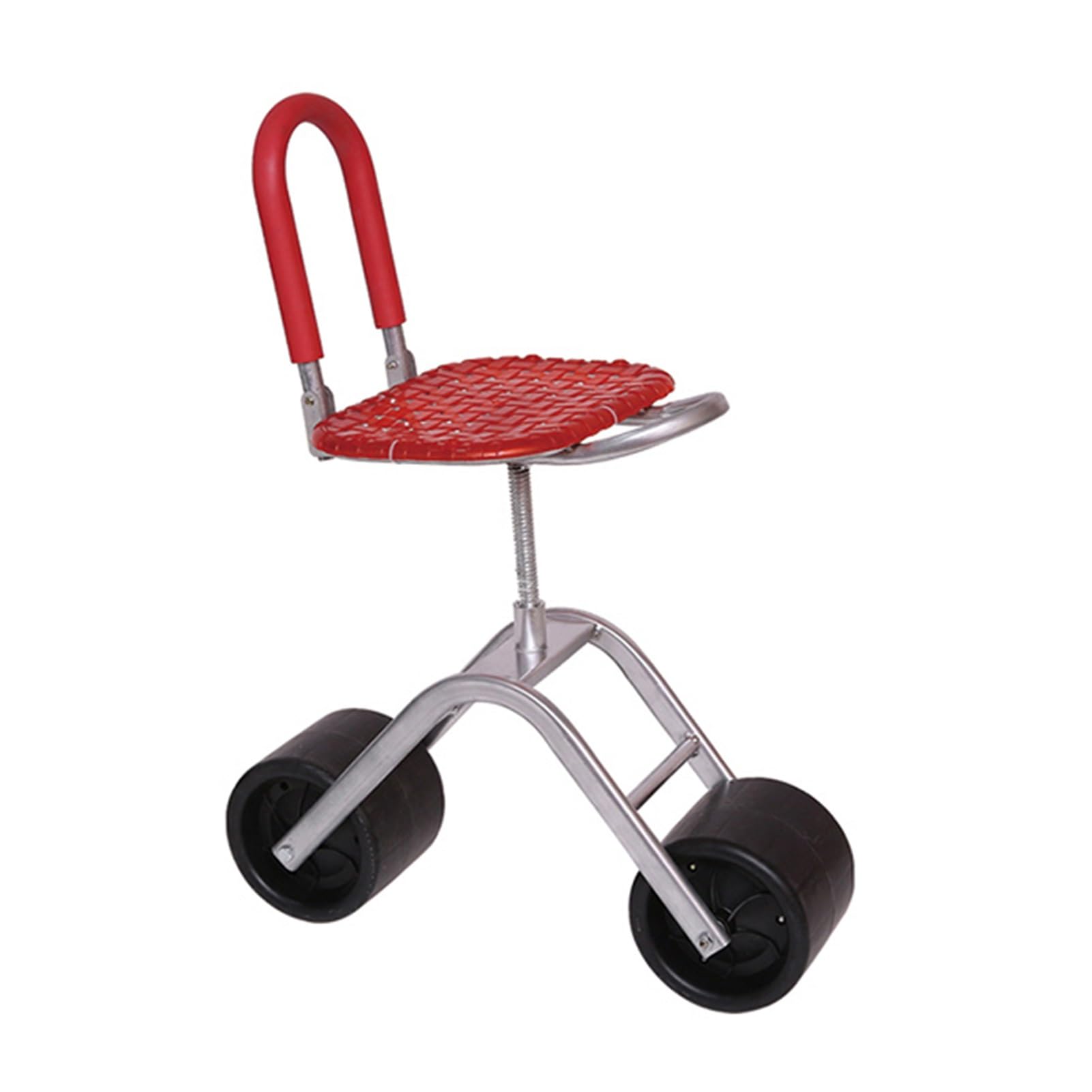 Carrello da giardino resistente con sedile girevole a 360°, schienale ergonomico, sedile da giardinaggio per anziani, sedile da lavoro all'aperto con ruote