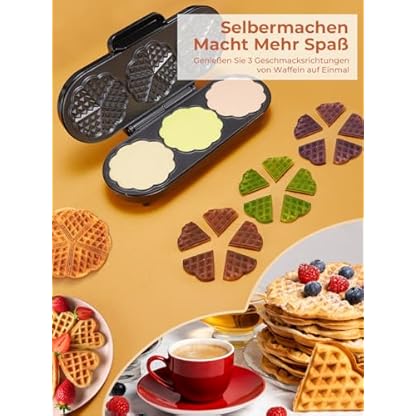 FOHERE King Size Waffeleisen, 15 Herzwaffeln in 2 Minuten, 7 Bräunungsstufen, Überlaufrille, Extra Tiefe Heizplatten, 1200W, Edelstahl, ideal für Familie & Party (silbrig) – Bild 5