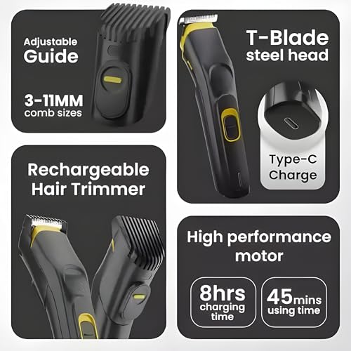 Image of Hair Trimmer for Men AT-509 Professional | 90 Min Run Time | Beard, Body Hair Cutting Machine For Man | Type - C Fast Charging | Adjustable Combs | Men's Beard Finishing Battery Powered
