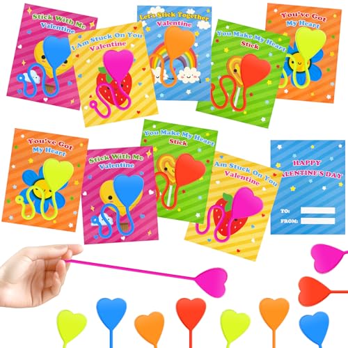 Cœurs adhésifs avec cartes Saint-Valentin pour enfants - Lot de 48