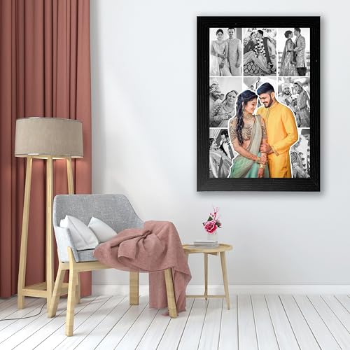Image of Shrikant Art Personalized Wedding Photo Frame Collage | Custom Couple Photo Frame | Anniversary Frame for Husband Wife | Romantic Wall Decor Frame