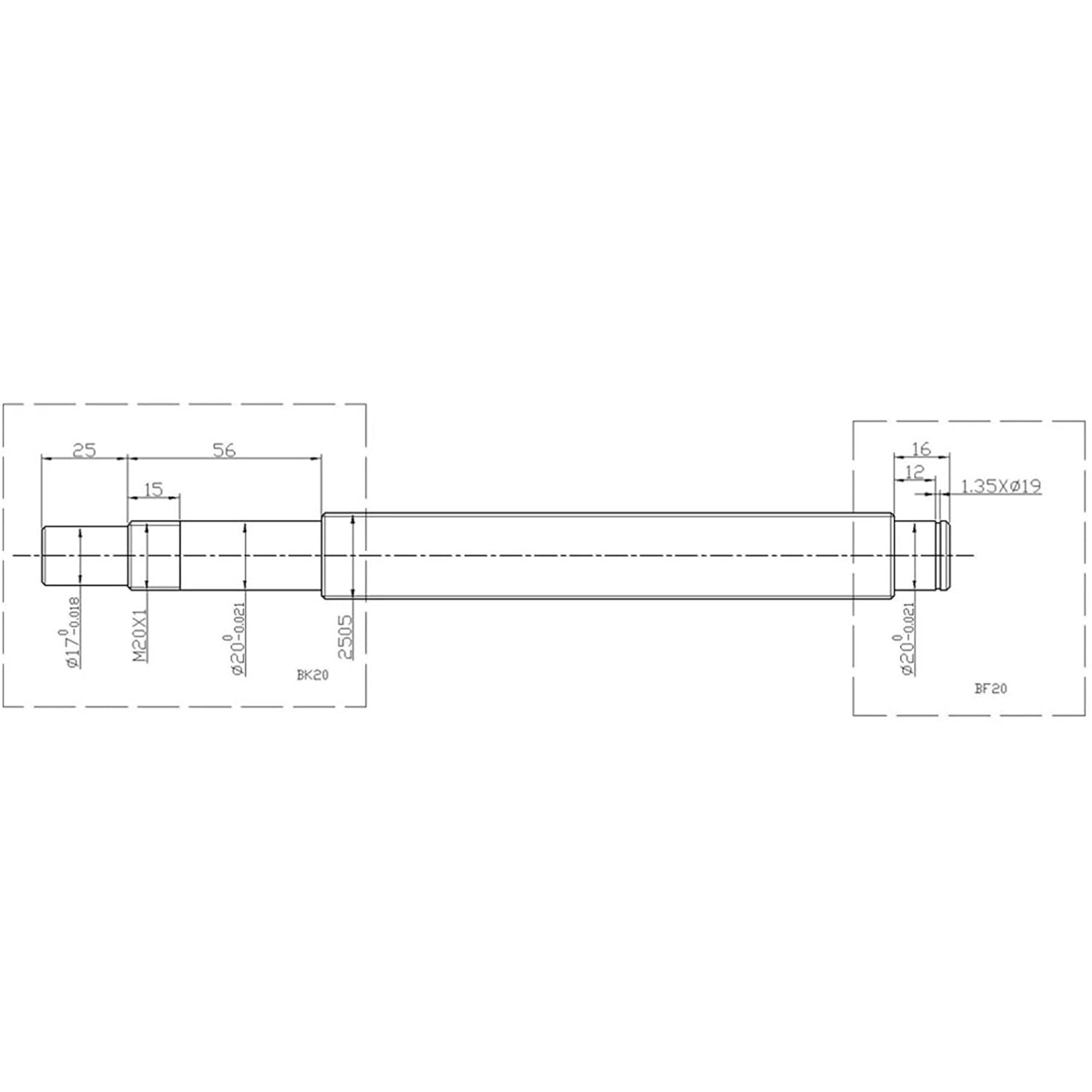 Ball Screw, Linear Motion Guide Ball Screw Motor Mount HM20-86+Support Seat BF20 +DSG25H+Coupler + Ball Screw Dia 25 Mm Kit SFU2505 200-1000mm C7 for Parts Screw with Single Nut(200mm)