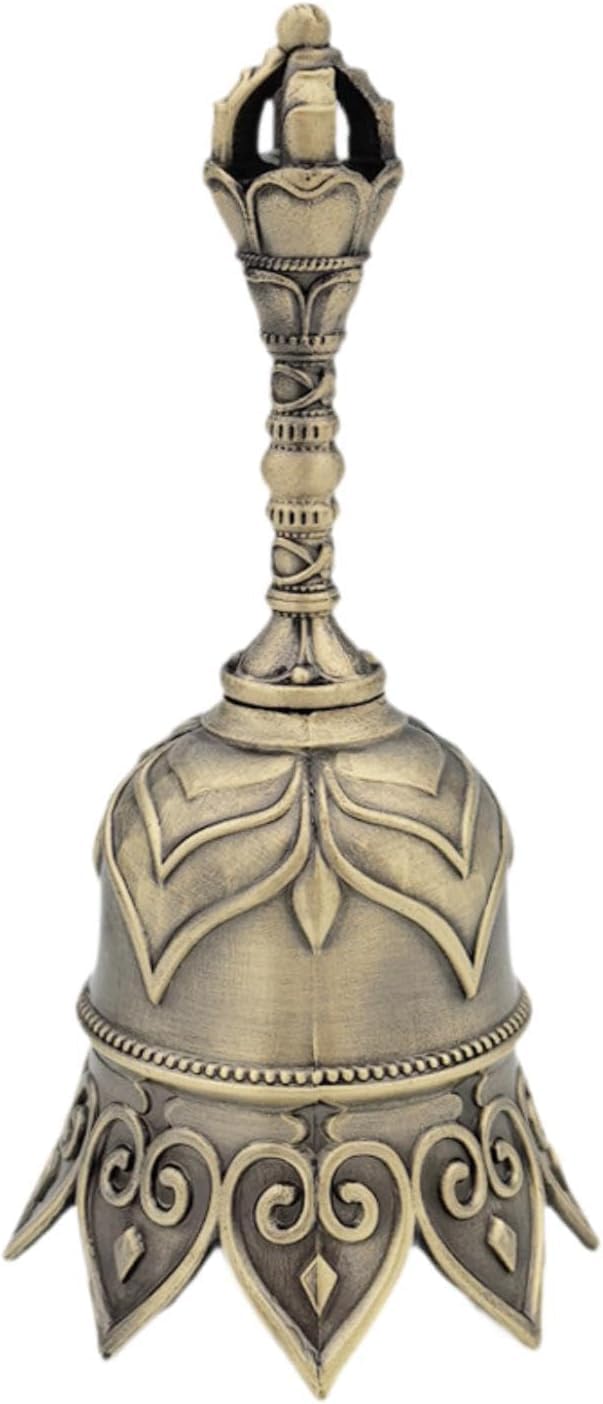 Jojomis Hand Held Bell – Vintage Service Bell, Decorative Call Bell for Weddings, Dining, School, Prayer & Classroom, Metal Alloy Hanging Ornament, Gift (Bronze)