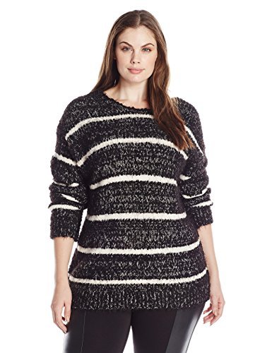 Calvin Klein Women's Plus Size Eyelash Stripe Swter