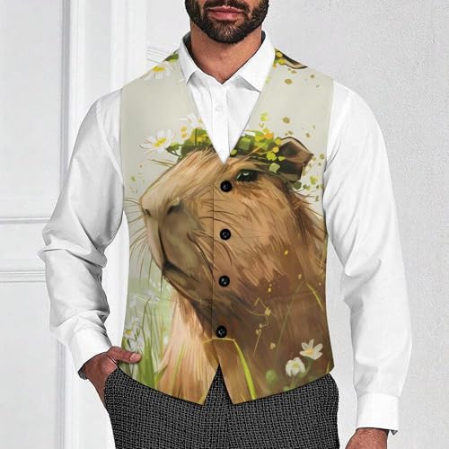 Cute Capybara Novelty Men's Suit Vest Casual Formal Dress Vests Business Waistcoat2
