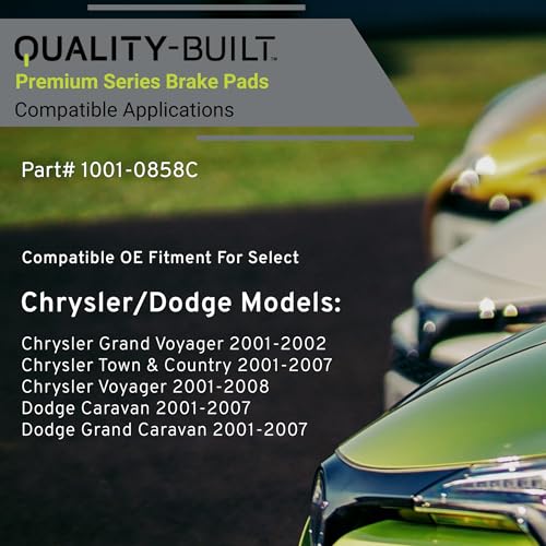 Image of QUALITY-BUILT Rear Ceramic Brake Pads, Premium 1001-0858C, Compatible with 2001-2008 Chrysler /Dodge (Caravan,Grand Caravan,Grand Voyager,Town & Country,Voyager)