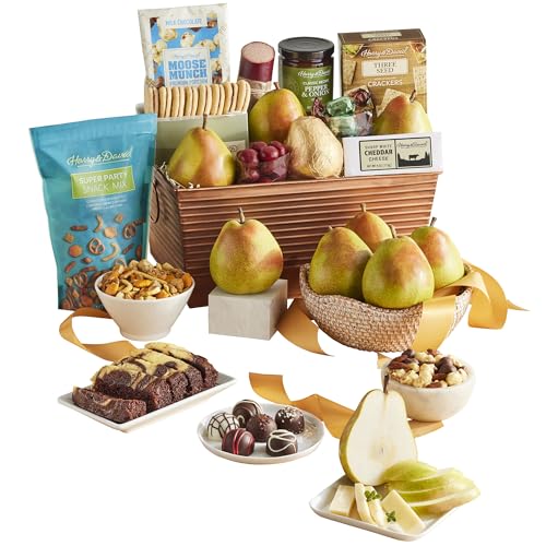 Harry & David Grand Food Gift Basket, Fruit And Nut Gift Basket With Pears, Popcorn, Cheese, Nuts, Crackers, Snack Mix, Sausage, Cookies, Perfect Gift For Any Occasion, Family, Friends, Coworkers