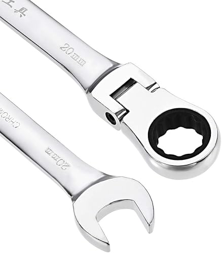 Miniatura 3 de uxcell Llave combinada de trinquete de cabeza flexible de 0.787 in métrica 72 dientes 12 puntos trinquete caja terminada herramientas de llave