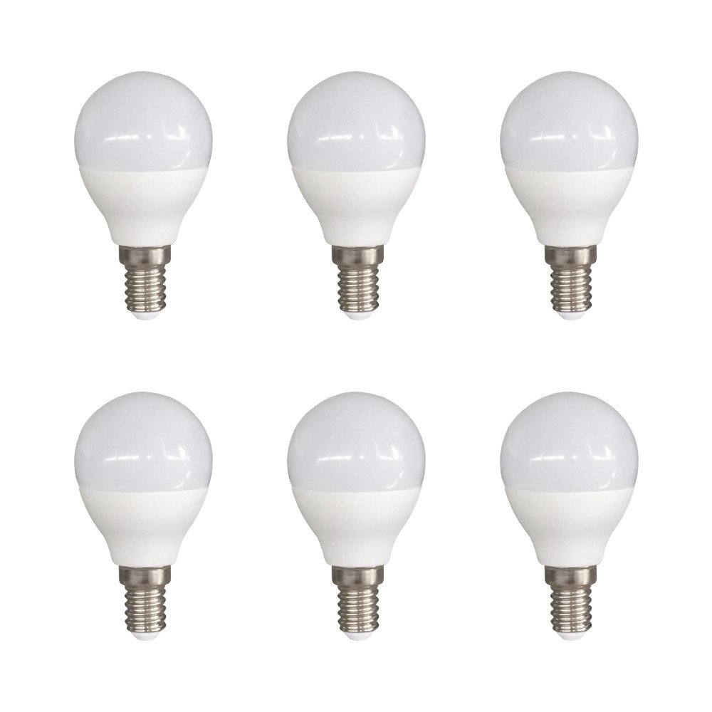 Sigmaled lightingE14 LED Bulb 6W (Equivalent 40W) - 480 Lumens - Warm Light 2800K - Small Cap - G45 Mini Globe LED Lamp - 6 Pieces