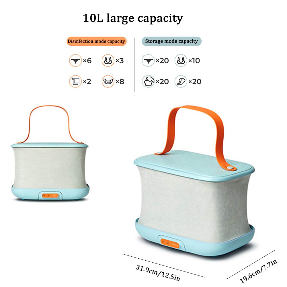 WSHA Borsa per disinfettante a Luce UV Pieghevole da 10 Litri, asciugatrice disinfettante con detergente UV-C, Bacchetta di Luce UV da Viaggio Staccabile, per biberon, Biancheria Intima, Telefono