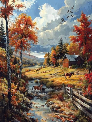 Diamond Painting Automne grand format 40x50cm avec broderie diamant kit complet 5D