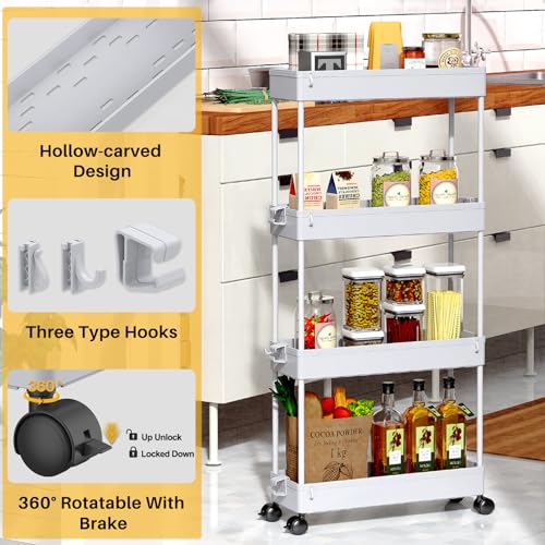 Save 33% on SPACEKEEPER Slim Rolling Storage Cart 4-Tier Organizer - Image 2
