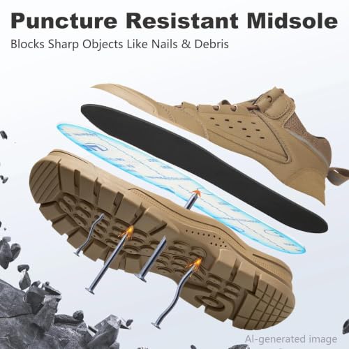 Image of Steel Toe Boots for Men Women Comfortable Lightweight Work Boots for Men Industrial Construction Boot Non Slip Work Shoes