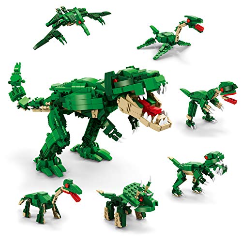 JOYIN STEM Building Toys for Kids, 673 Pcs 6-in-1 Dinosaur Toys Building Block Set, T-rex Building Bricks Dinosaur Toy Set