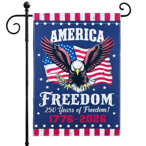 250th Anniversary America Garden Flag 12x18 Double Sided - USA Patriotic Eagle Banner 1776-2026 Commemorative Yard Decor for Independence Day