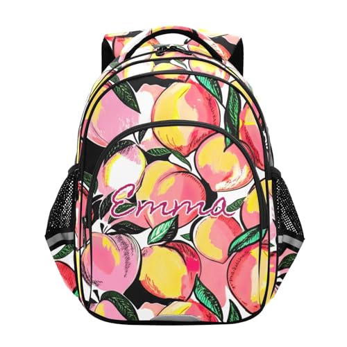 Sac à dos personnalisé pour filles et garçons motif pêche jaune et rose 15 pouces