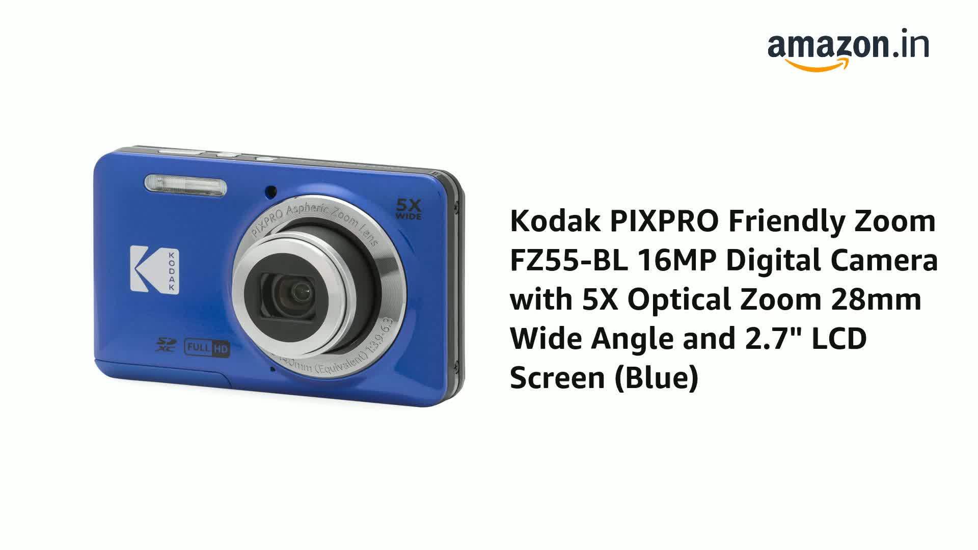 Buy KODAK PIXPRO FZ55-BL 16MP Digital Camera 5X Optical Zoom 28mm