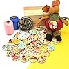 Renashed 50Pcs Mixed Color Design Wooden Buttons in Bulk for Crafts Scrapbooking or Sewing and DIY Craft (30mm) #4