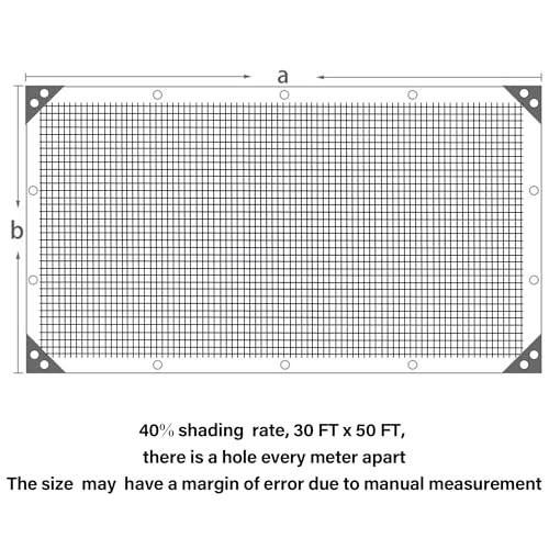 Image of winemana Black Shade Cloth 40%, 30x50 FT Mesh Tarp - Garden Shade for Greenhouse, Patio, Vegetables, Plants Cover and Chicken Coops, Sun Shade Net for Outdoor Protection with Reinforced Grommets
