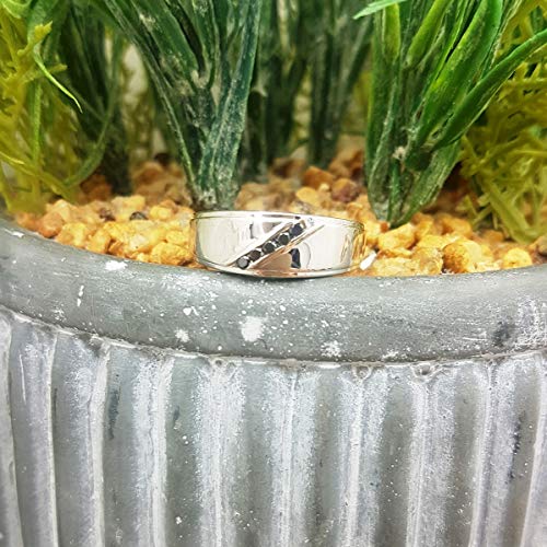 Dazzlingrock Collection 0.13 Carat (ctw) Round Black Diamond Men's 5 Stone Wedding Anniversary Band, Sterling Silver3