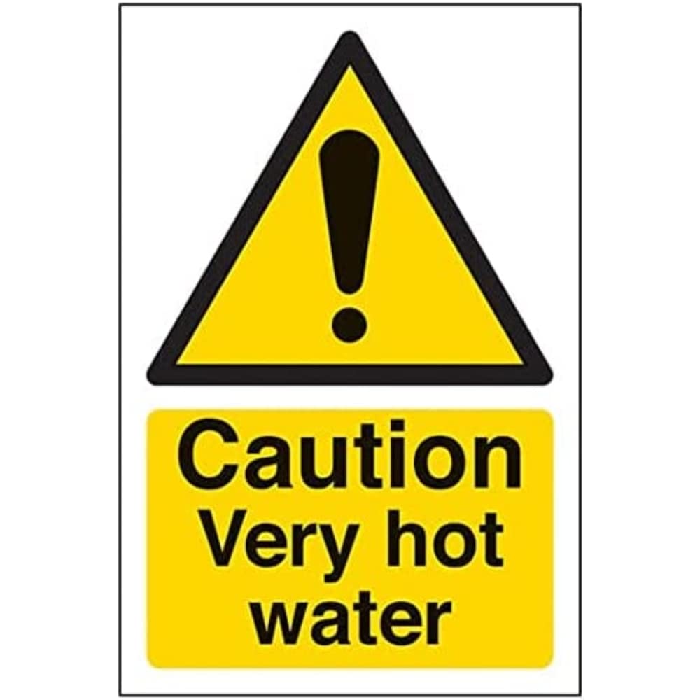 V Safety Eco Friendly Warning Temperature - Caution Very Hot Water - 150 x 200 mm Safety Sign, Multi, 150x200mm