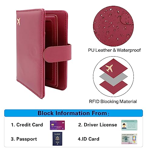 Image of Melsbrinna Rfid Passport Holder for Travel women /Men, Cute Passport Wallet Rfid Blocking Card Slots, Rfid Passport Cover /CaseTravel Wallet, Passport Book Holder (1, Red3)