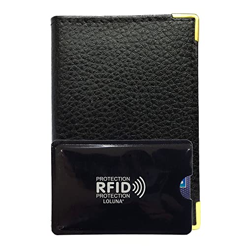 LOLUNA® Porte-Carte Simple 1 à 2 Carte + étui Carte RFID, Compact en Cuir Existe en Plusieur Couleur pour Homme et Femme - Noir