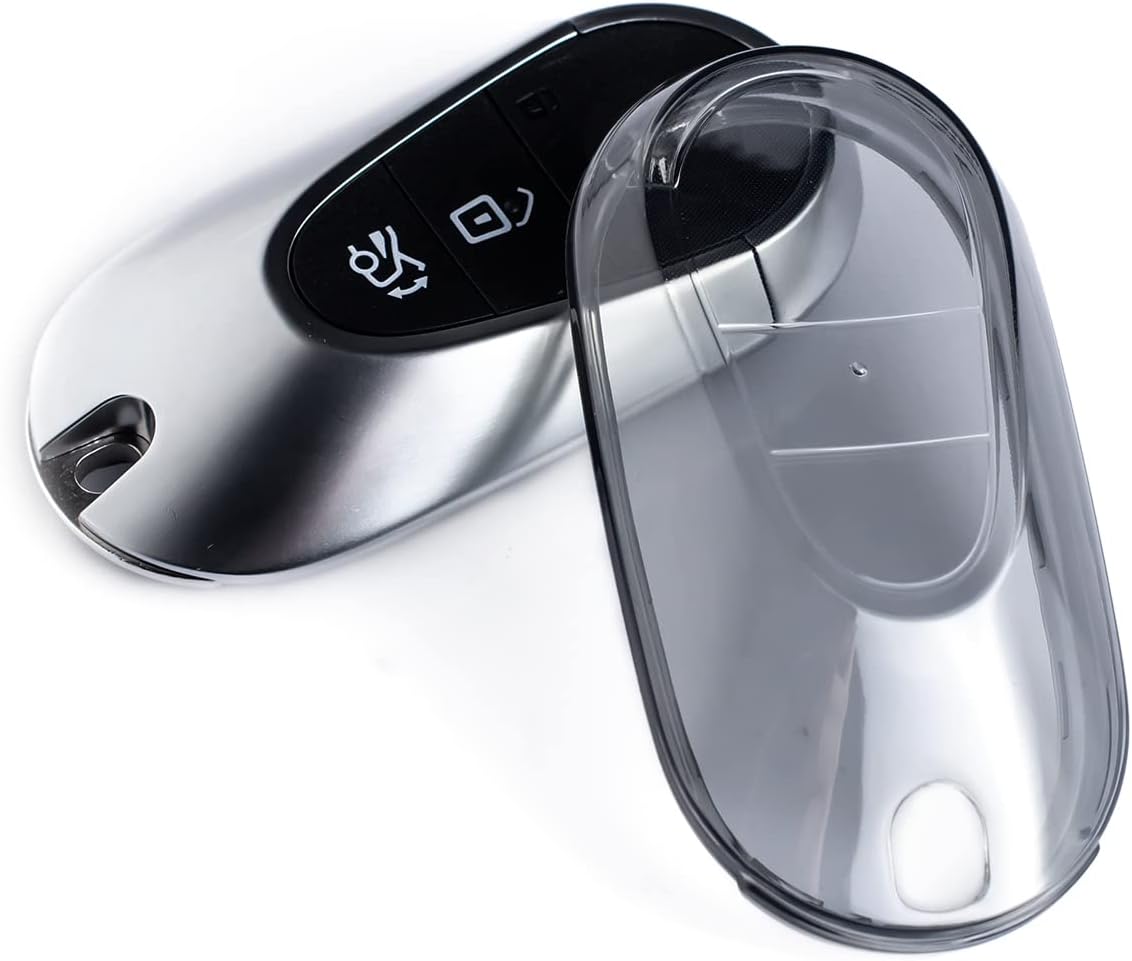 Car Key Fob Cover Case Compatible with Mercedes Benz C E S GLC CLE EQE EQS 300 350 450 500 560 580 AMG Transparent Black