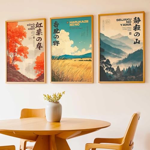 Image of kotart Japan City View Wall Framed Posters | Japanese City View Aesthetic Framed Poster for Living Room Bedroom Gaming Room Studio Wall Decor Set Of 3 (14x20 Inch)