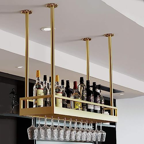 Estante de Vino Industrial montado en la Pared con Soporte para Copas, Estante de Metal para Botellas de Vino y Estante Colgante para Copas para el hogar, Estante de exhibición de almacenami