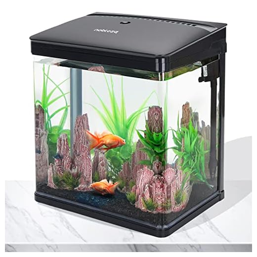 Nobleza - Aquarium en Verre avec Couvercle et lumières LED, Complet Bocal Poisson, Système de Filtration de 14 litres. Couleur Noir.