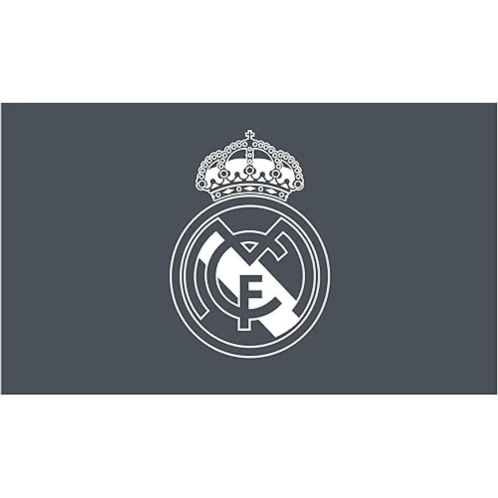 Licensed Decor Real Madrid Vinyl Wall Sticker - Large (130cm (w) x 80cm (h) - White Crest on Cool Grey