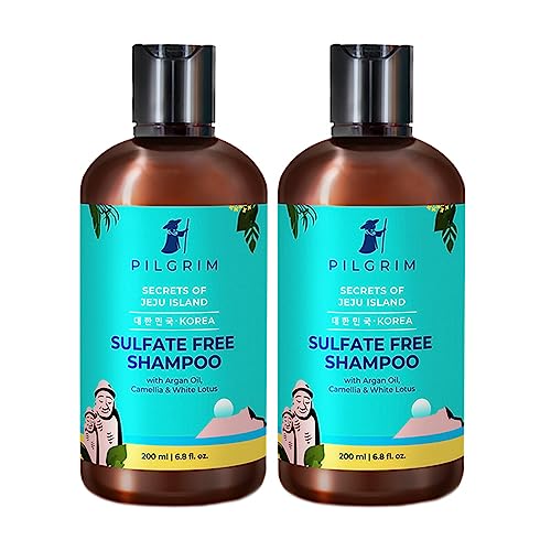 Image of PILGRIM Korean Mild Sulphate Free Shampoo with Argan Oil - 200ml (Pack of 2) For Dry Frizzy Hair, Men and Women, No Sulphate No Paraben,All Hair type,Korean Beauty Secrets