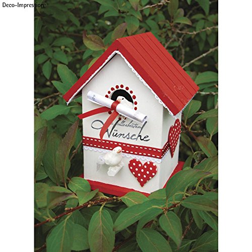 Rayher Kleines Deko-Holz-Vogelhaus, zu Dekorationszwecken geeignet, 12,5 x 10 x 17 cm (Höhe), zweiteilig, Vogelhaus zum Aufstellen, abnehmbares Dach, FSC zertifiziert naturfarben, 62291000
