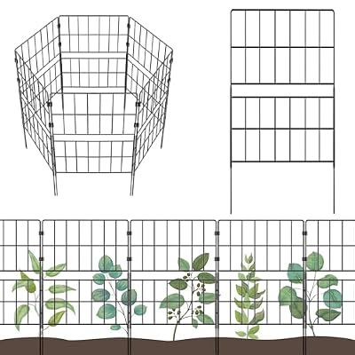 HIHADUUM 7 Pack 31.5 Inch(H) X 10 Ft(L) Decorative Garden Fence Fencing Panels, Metal Wire Border No Dig Fencing Animal Barrier for Dog, Flower Edging for Yard Landscape Patio Outdoor Decor
